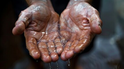 Fototapeta premium hands with water on it generative ai