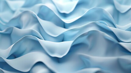 Fototapeta premium Abstract modern blue background rendered in 3D featuring folded ribbons in macro with layers and ruffles