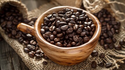 Fototapeta premium High quality coffee beans to emphasize the use of specialty beans. generative ai