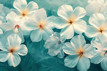 Naklejka premium a floral background pattern, white aqua gold and water tones 