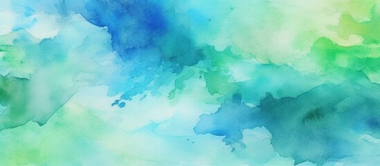 Abstract Watercolor Painting in Blue and Green