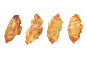 Set of Fried Gyoza or Dumplings Isolated on Transparent Background. Japanese Food 