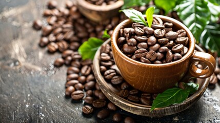 Fototapeta premium High quality coffee beans to emphasize the use of specialty beans. generative ai