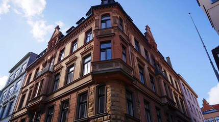 Obraz premium Elegant Corner Building with Ornate Architecture