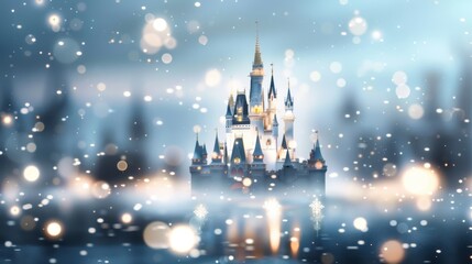 Fototapeta premium An enchanted castle surrounded by magical creatures and shimmering lights, ideal for a fantasy novel about royalty and adventure