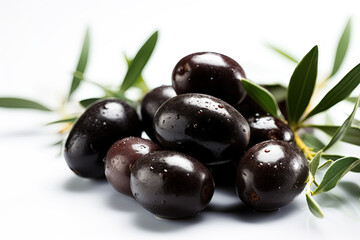 Olives on white background