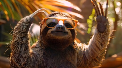 Obraz premium Cool sloth wearing sunglasses