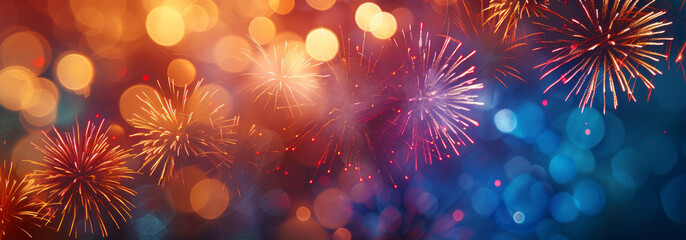 Fototapeta premium Fireworks panorama