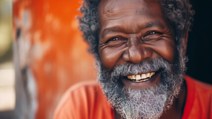 Portrait of laughing elderly afro american man