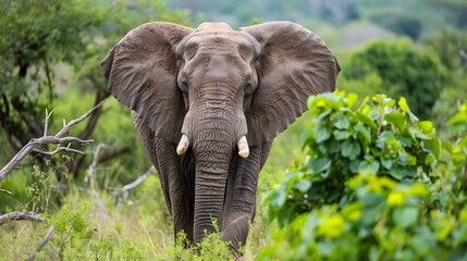 Naklejka premium Closeup view of an African elephant (Loxodonta africana)
