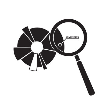 black pie chart magnifying statistics clip art preview