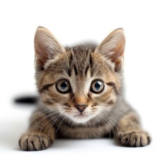 Close up pet portrait isolated dog and cat, white background, pating front portrait, AI generative 