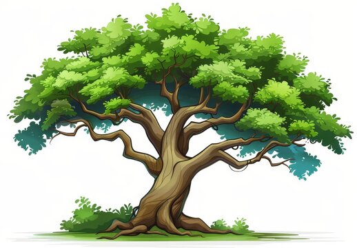 Isolated against a pure white backdrop, this cartoon tree illustration is perfect for digital projects, presentations, and more.