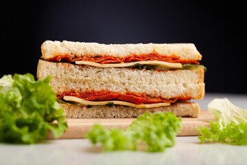 Tasty fresh Sandwich with ham and vegetables