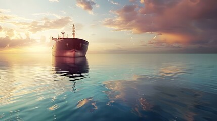 Fototapeta premium Large ship traveling across a vast body of water