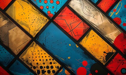 Fototapeta premium Vibrant retro comic book grid patterns