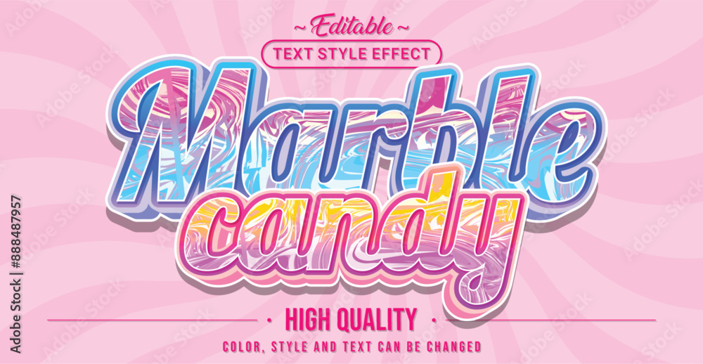 Poster editable text style effect - marble candy text style theme.