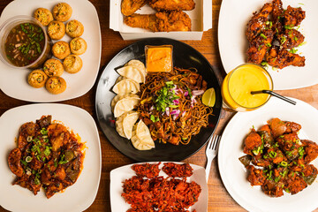 Nepali food flat lay composition