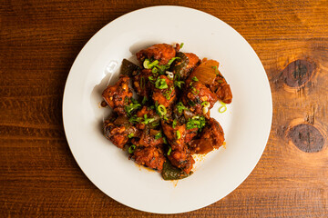 Chili chicken on a plate