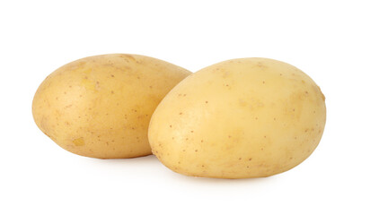 Two young fresh potatoes isolated on white