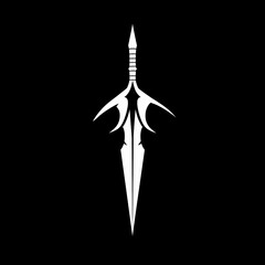 Stylized Black and White Sword Emblem with Tribal Design