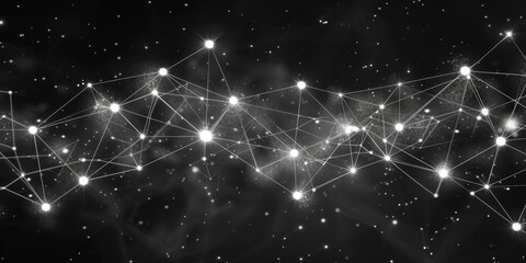 Fototapeta premium Abstract polygonal lines on dark background. Big data, technology, metaverse and future concept. 3D Rendering.