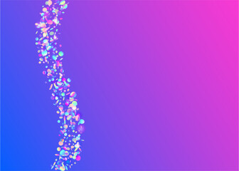 Iridescent Sparkle. Party Confetti. Falling Design. 3d Abstract Illustration. Purple Disco Effect. Festive Glitter. Happy Concept. Cristal Poster. Blue Iridescent Sparkle