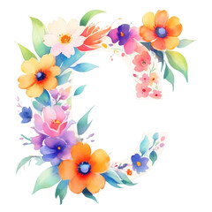 letter c frame with flowers