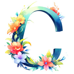 letter c frame with flowers