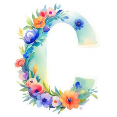 letter c frame with flowers