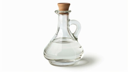 White vinegar stored in a glass bottle isolated on white with a clipping path