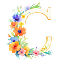 letter c frame with flowers
