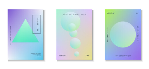 Gradient Poster. Multyplying Modern Template. Fluorescent Vibrant Elements. Holographic Design. 3d Background. Memphis Placard. Violet Triangle Set. Pink Gradient Poster