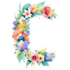 letter c frame with flowers