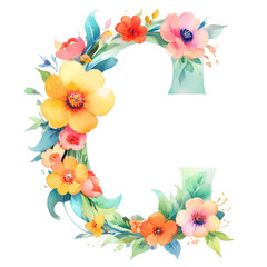 letter c frame with flowers
