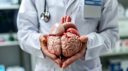 Brain model in hand of doctor, Concept for  medicine, neurologist, alzheimer's disease