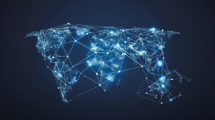 abstract  business connection of line from nail node to node on world map background Innovation network points Earth's surface 