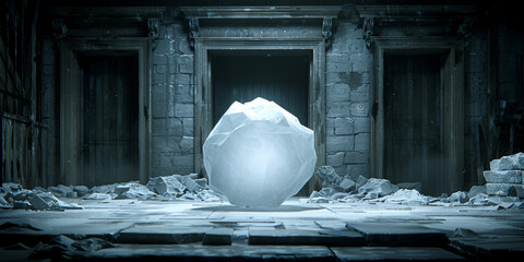 Creative glowing polygonal globe hologram on dark wallpaper. Metaverse and safety concept. 3D Rendering.