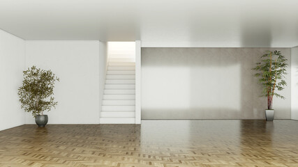 Large luxury modern bright interiors Living room mockup illustration 3D rendering image