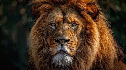 Fototapeta premium lion highlighting the mane and the texture of its fur. generative ai