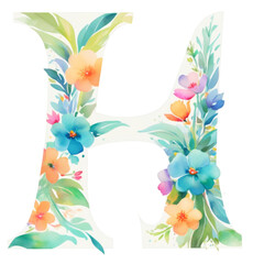 letter h frame with flowers