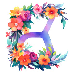 letter k frame with flowers
