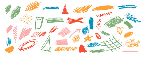 Linear minimalist strike-through strokes icons on white background. Various hand-draw scribbles in simple style for diverse designs and applications