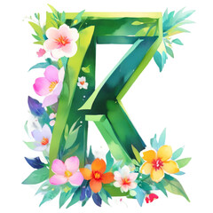 letter k frame with flowers