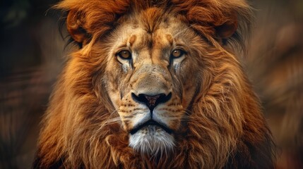 Fototapeta premium lion highlighting the mane and the texture of its fur. generative ai