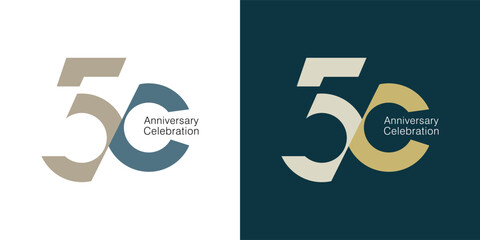 50th, 50 Years Anniversary Logo, Orange Color, Vector Template Design element for birthday, invitation, wedding, jubilee and greeting card illustration.