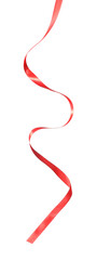 One red silk ribbon isolated on white