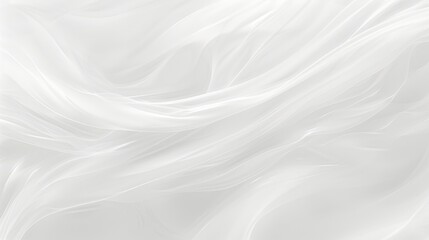 Abstract Background Of White Smooth Waves, Wavy Flowing Fabric Texture, Satin Silk, Cloth Textile