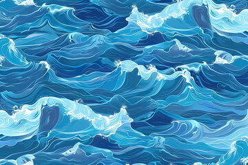 Obraz premium The image is a blue and white wave pattern, generative ai image.