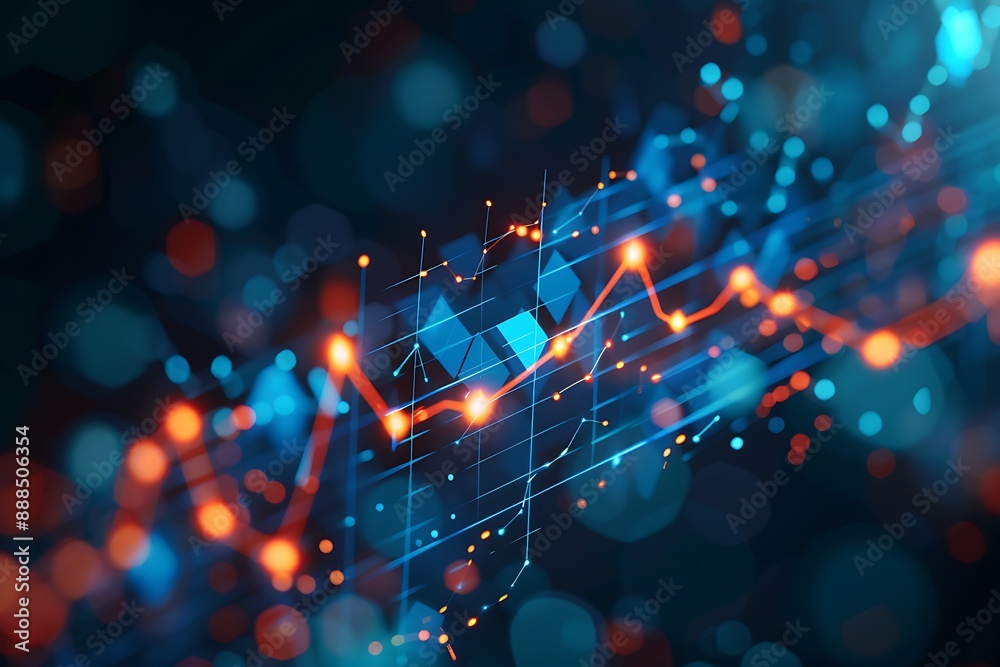 Leinwandbilder abstract digital network background with lines and shapes